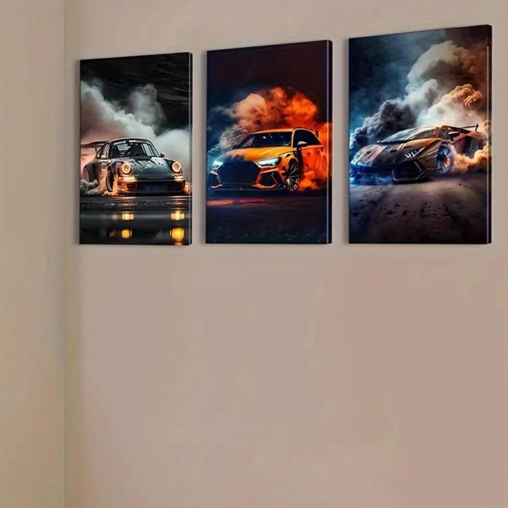 Cross-border Sports Car Sofa Wall Mural: Oil Canvas with Pine Wood Frame for Living Room or Bedroom