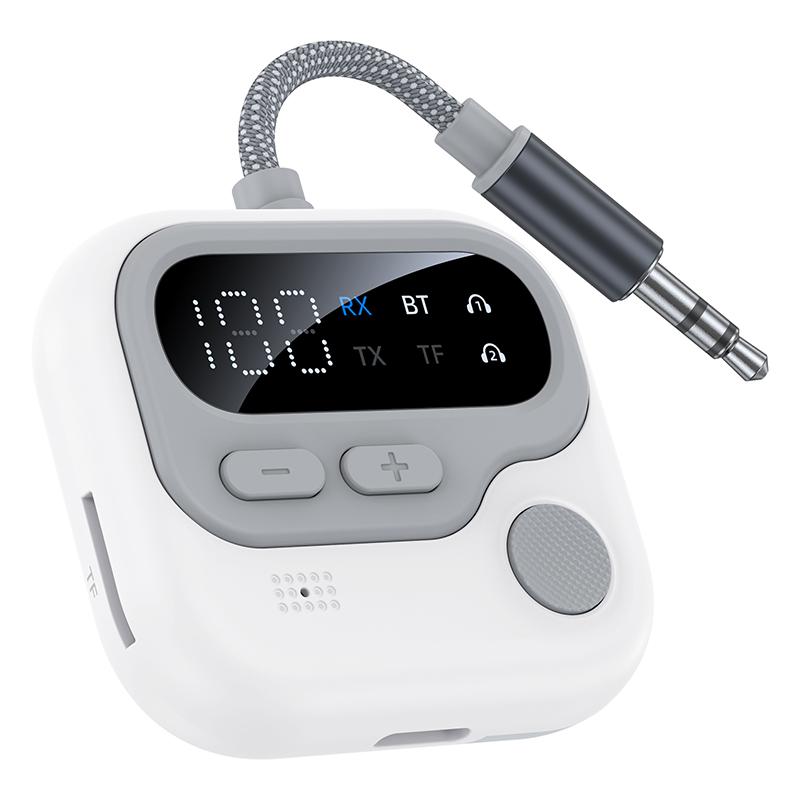 Bluetooth 5.4 Audio Transmitter Receiver Wireless Adapter 3.5MM AUX Support TF Card Play With MIC For Car Airplane TV PC Speaker Headphone