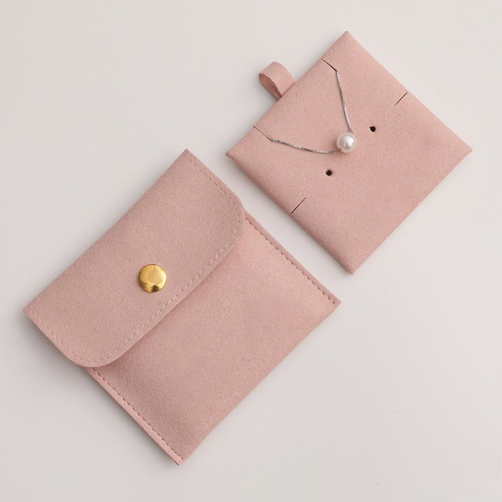 Portable Microfiber Snap Button Storage Pouch Jewelry Bag Bracelet Bag Packaging Bag