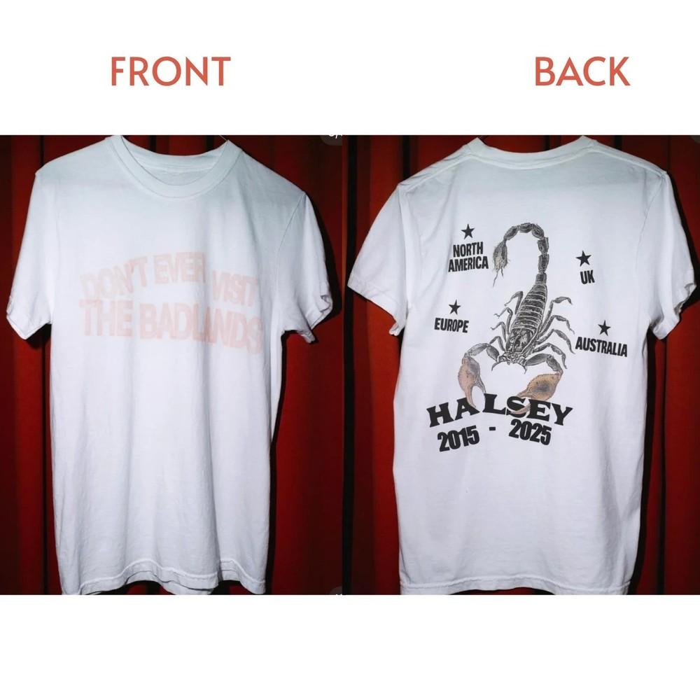 

Halsey Back To Badlands Merch Decade Tour 2025 TShirt 2 Sided Reprint Unisex T-Shirt L