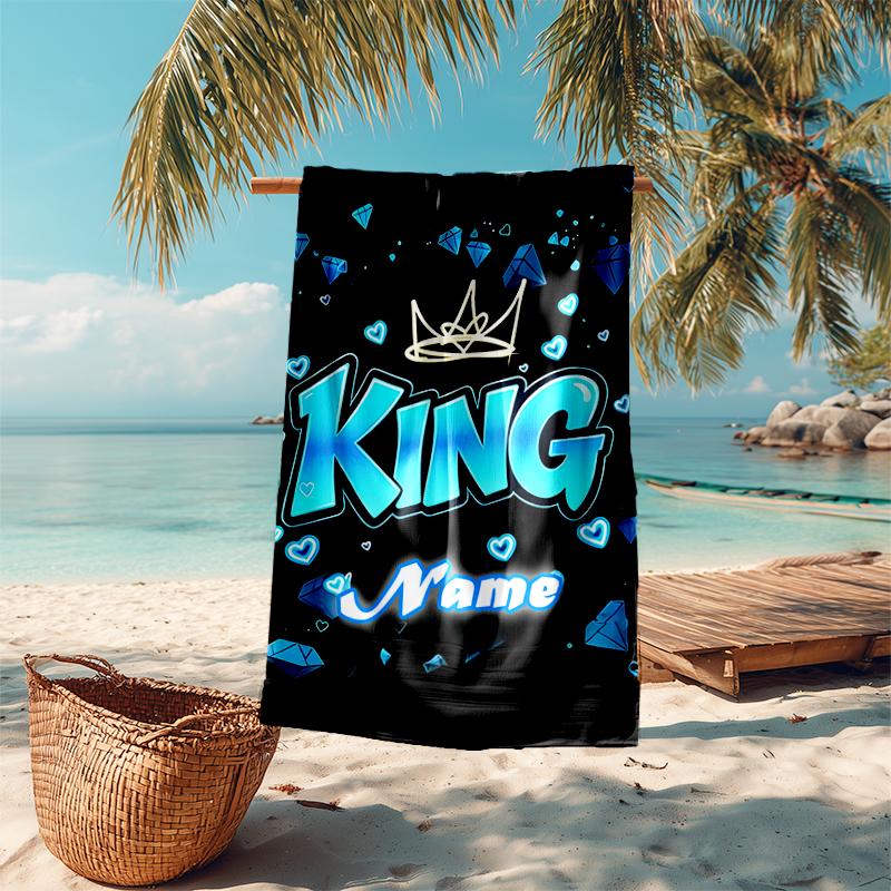 1PC Custom Name Diamonds" Beach Towel Highly Absorbent And Sand-Resistant Towel for Swimming, Pool, Yoga, And Travel Lightweight