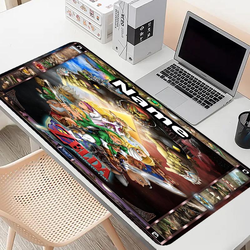 Custom Name Personalized The Legend of Zelda Pattern Mousepad, Laptop PC Desk Mat, Decorative Desk Mat for Home Keyboard Pad Gift