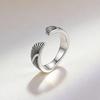 Retro Wing Personalized 925 Sterling Silver Jewelry Creative Hip-hop Feather Opening Rings 02880