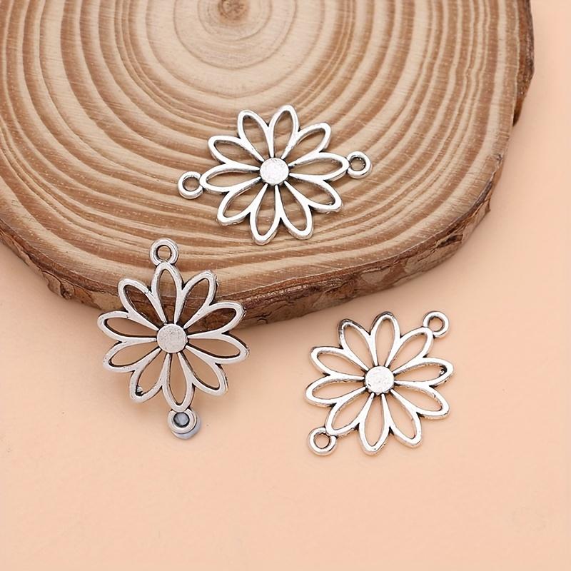 12Pcs Silver Plated Hollow Out Flower Charms Daisy Connectors For Jewelry Making Diy Necklace Earrings Bracelets Accessories