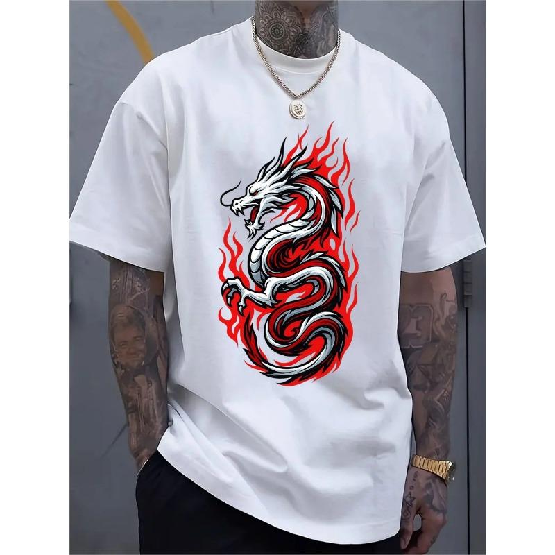 European Sizes Men's Casual Sportswear Short-sleeved Shirt, Trendy 2D Printed Pattern, Stretchy and Comfortable, Suitable for Sports
