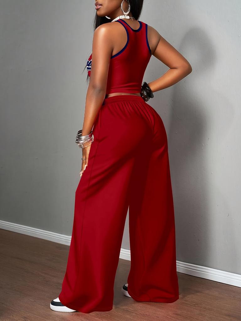 Completo Pantaloni con Gilet da Riposo da Donna, Top alla Moda Casual Slim Fit da Donna, Set di Pantaloni Larghi