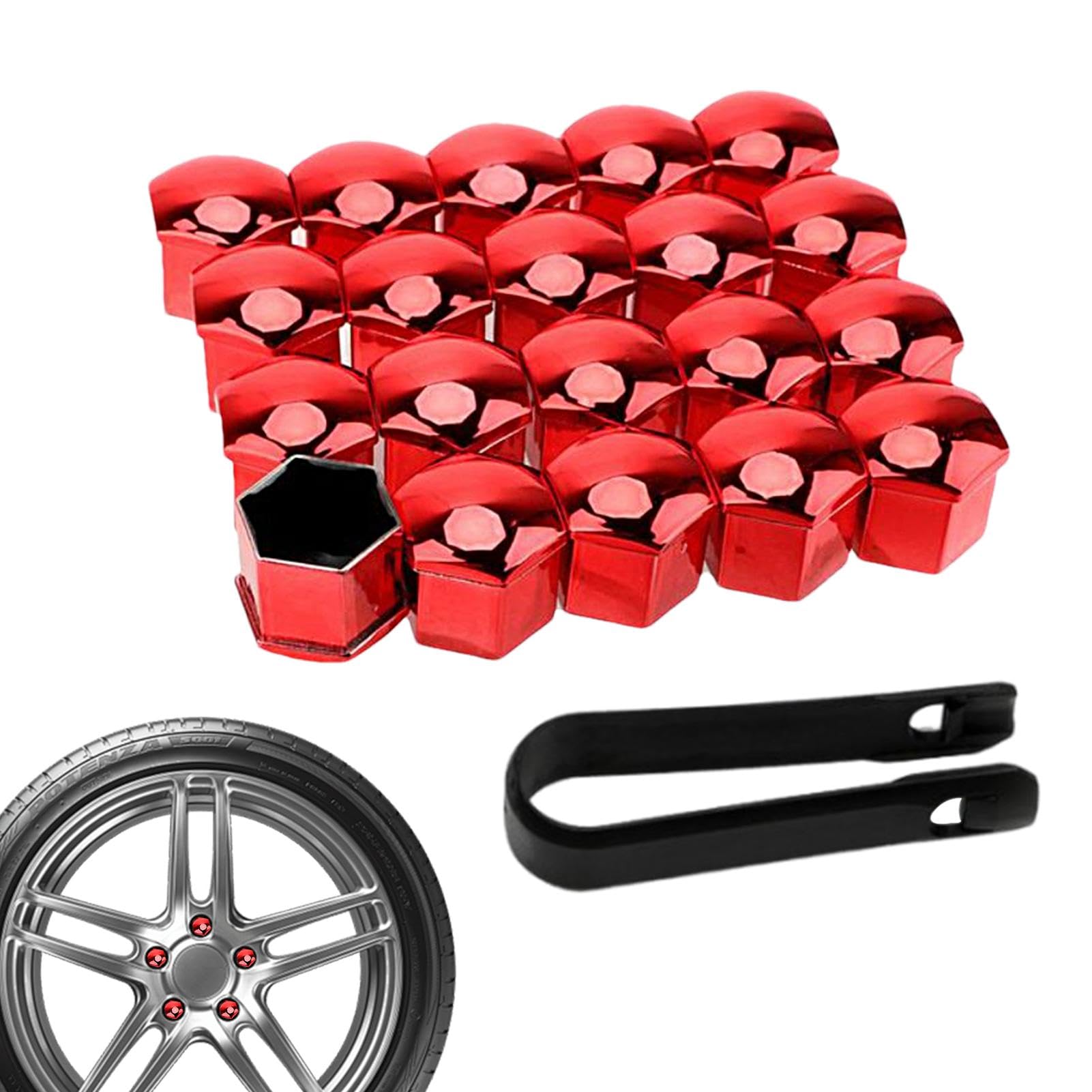 

Car Hub Protective Cap, Lug Nut Cover, Car Hub Screw Exterior Protective Anti-Theft Cap 19mm красный