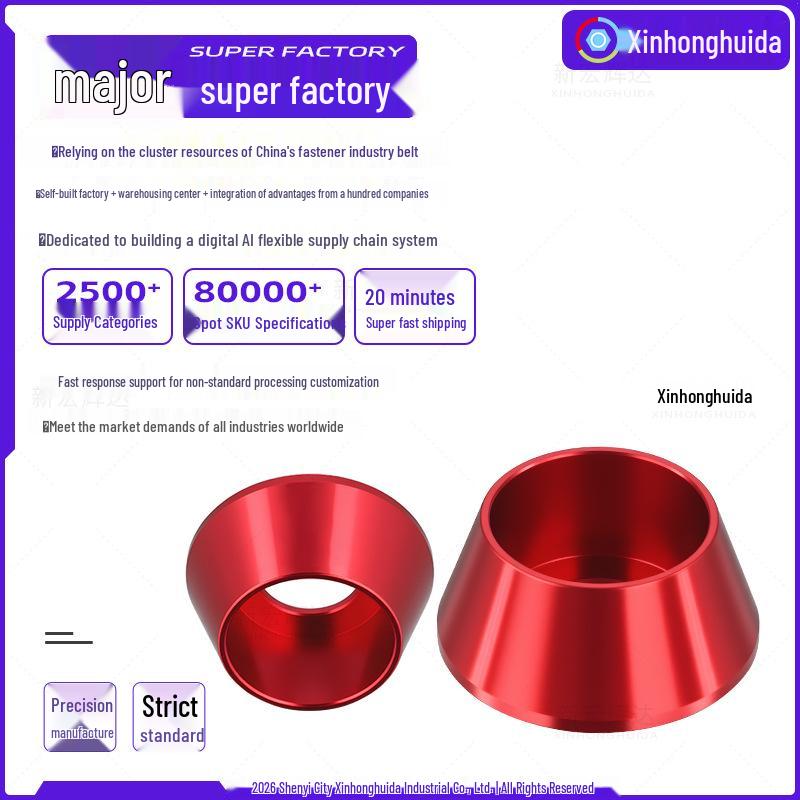 

Anodized Wine Red Aluminum Alloy Conical Head Screw Washer (M2-M8) 2.5mm