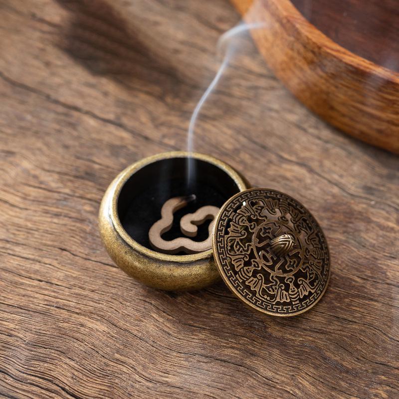 Auspicious Cloud Mini Copper Incense Burner for Indoor Aromatherapy
