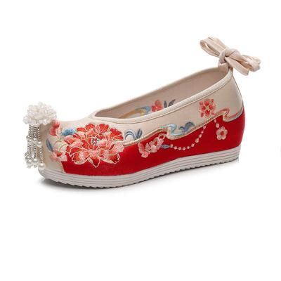 Tassel Embroidered Shoes Hanfu Shoes Ancient Chinese Style Inner Height Increase 4cm
