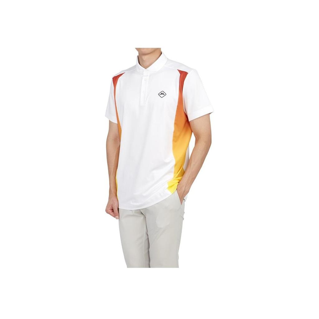 J.LINDEBERG Side Stripe Polo Collar Fitted Straight Logo Short Sleeve Polo Shirt Men Tops White GMJT07565-0000
