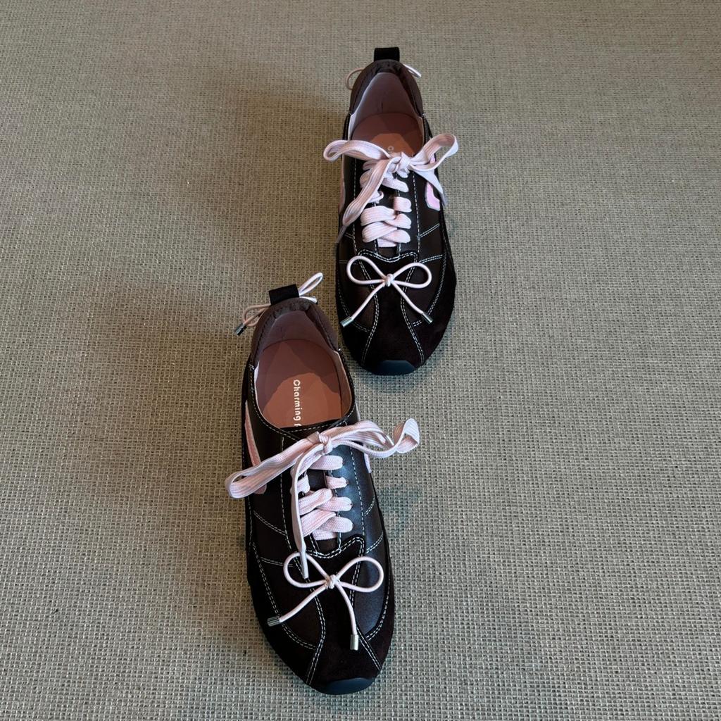 Blue Cabinet~ French Retro Style Fashion Round Head German Training Shoes Women's Niche Forrest Gump Sports Shoes Versatile Inner Height-increasing