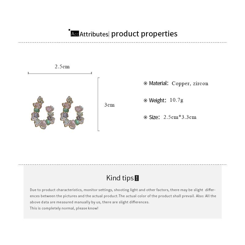 Shiny Colorful Zircon Rhinestones Stud Earrings For Women Temperament Irregular Round Earrings Female Party Ear Jewelry Gifts K-
