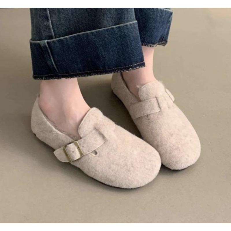 Vinterskor Dam Rund Tå Slip-on Damskor Loafers Päls Casual Sneaker Höst Modis Slip on Klänning Mockasin Ny Höst