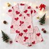 Women's Christmas Pajama Set Short Sleeve Button Down Shirt and Shorts Sleepwear