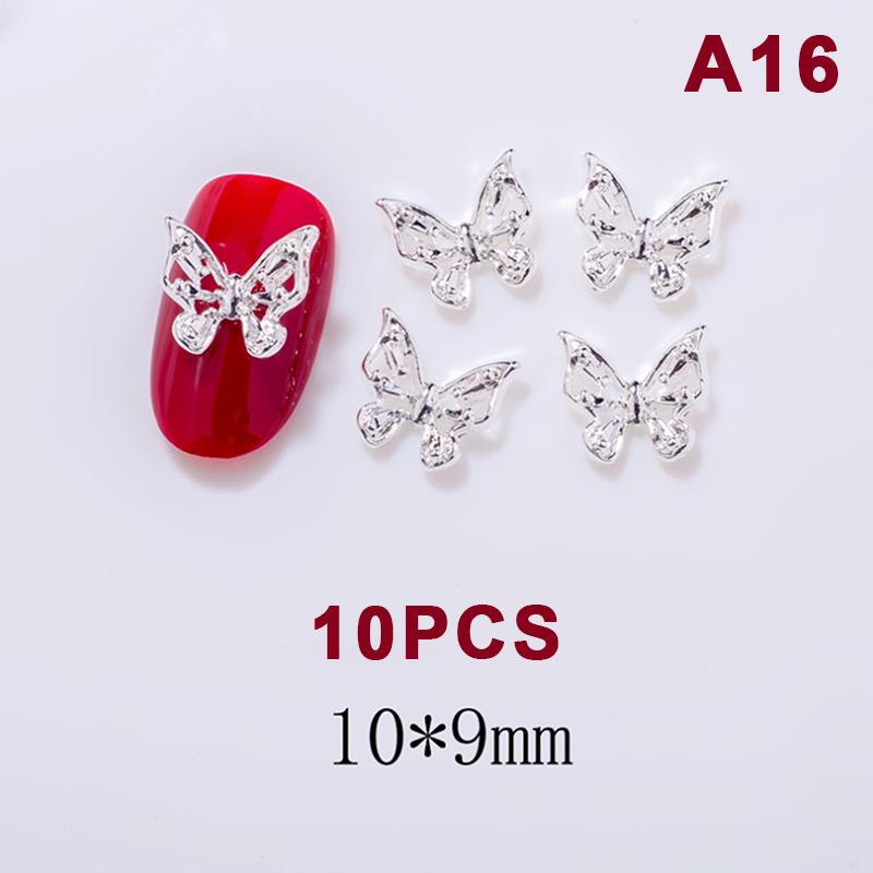 10 Stück Schmetterling Legierung Nagelanhänger 3D Schmetterling Zirkonia Diamant Strass Nägel Schmuck DIY Nagelkunst Dekoration Zubehör