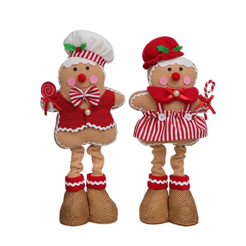 Christmas Telescopic New Products, Gingerbread Man Fabric Doll, Creative Cartoon Shape, Home Window Ornament