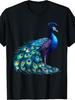 Beautiful Blue Peacock Velvet Feathers Bird Lovers T-Shirt for Men and Men'S Cotton Crew Neck Tee, T