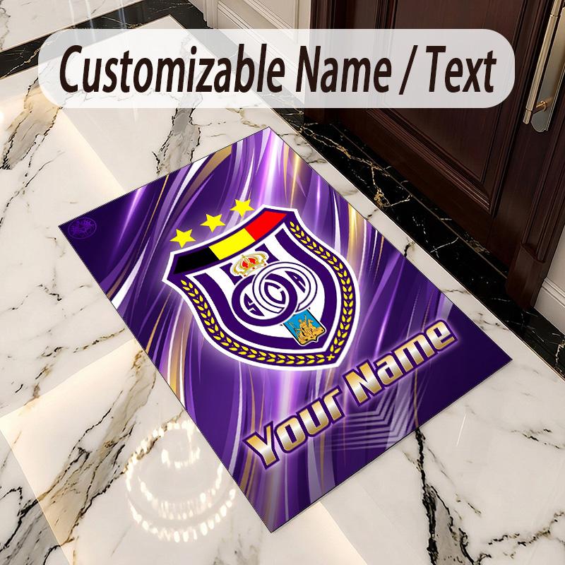 Kristall-Samt-Teppich Anderlecht FC Aufdruck Benutzerdefinierter Name Text Fußmatte Heimdekoration