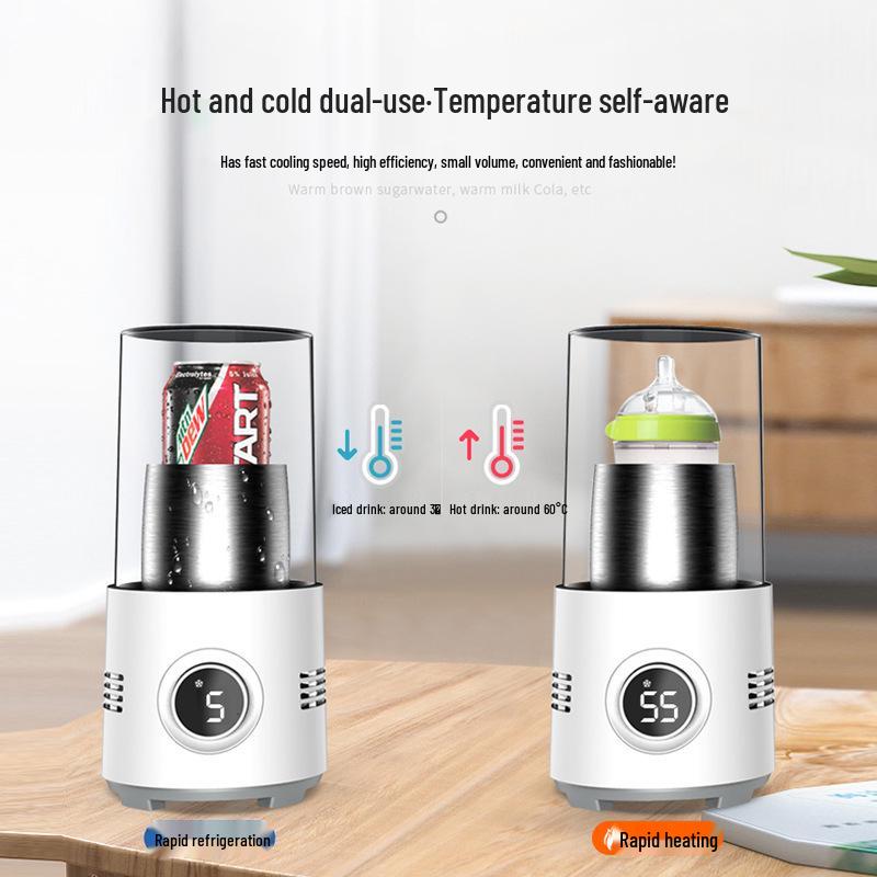 Desktop Hot & Cold Cup: Refrigerates and Heats for Milk, All-in-One Rapid Cooling & Heating with Iced Insulation. Perfect for Home Use.