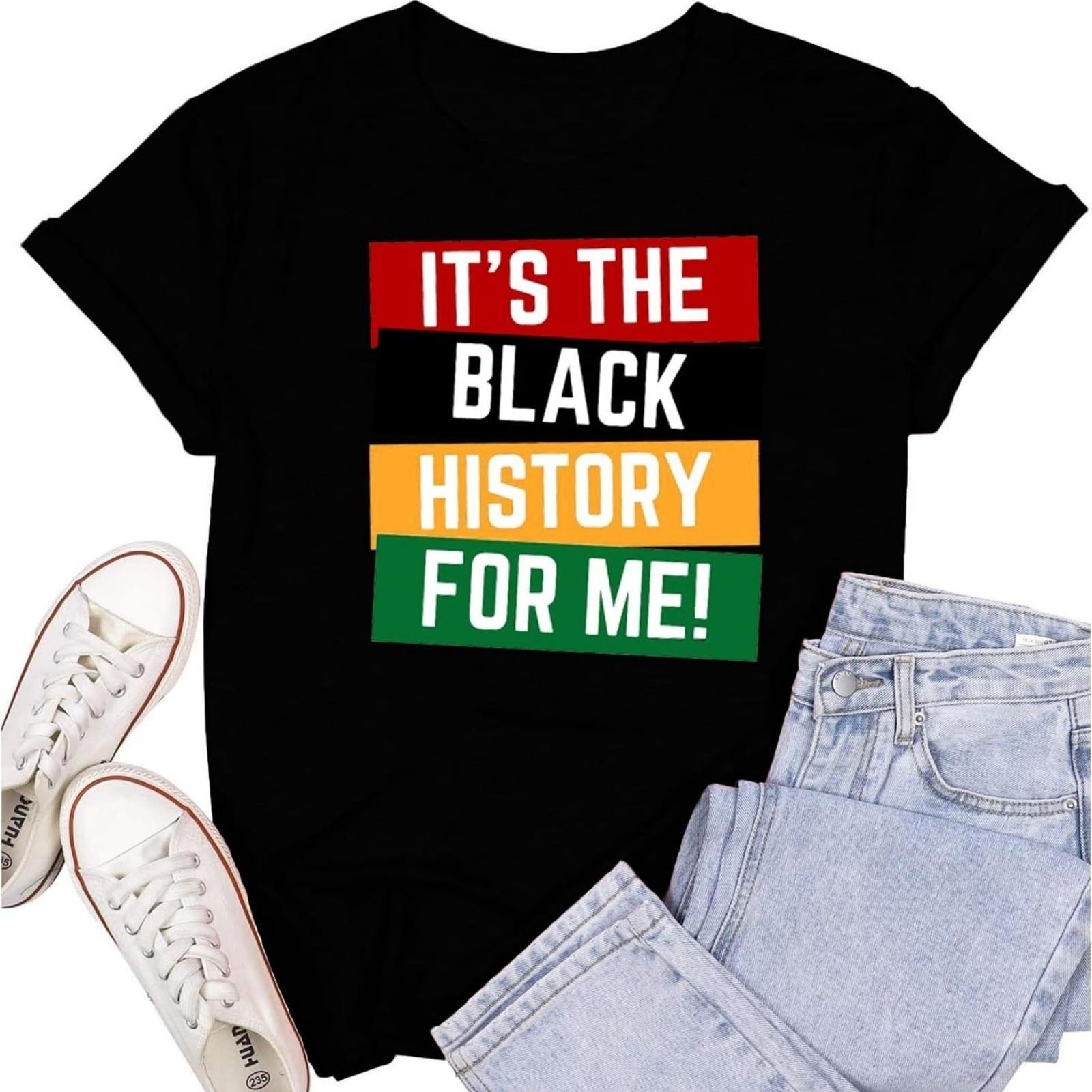 Black History Month Shirts for Women Black Pride Melanin Tee Tops African American T-Shirt S
