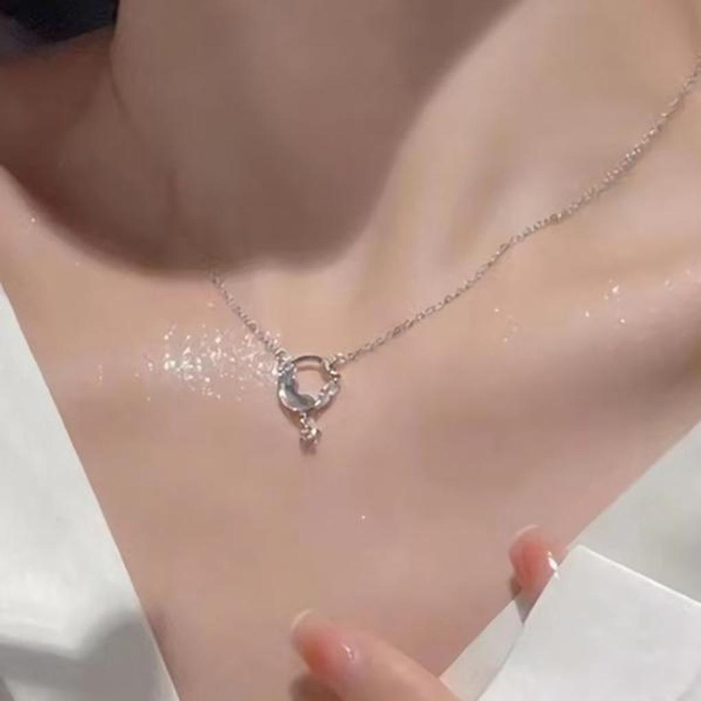 Women's New Moon Angel Crystal Necklace 2color