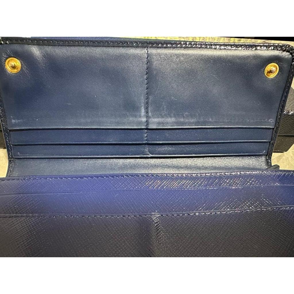 Used PRADA PORTAFOGLIO LAMPO Navy Long Wallet