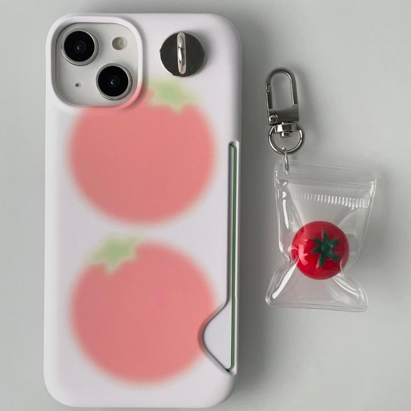 Cute Tomato Charm Phone Accessory Attractive Tomato Pendant Phone Adornment Keychain for Stylish Accessory Lovers