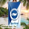 Beach Towel Brighton & Hove Albion Football Print Custom Name Text Soft Towel for Swimming Pool