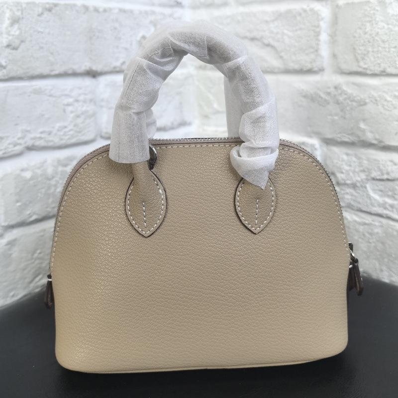 2026 New Genuine Leather Women s Bag Goat Pattern 18 Mini Shell Bowling Handheld Single Shoulder Diagonal Cross Small 18CM