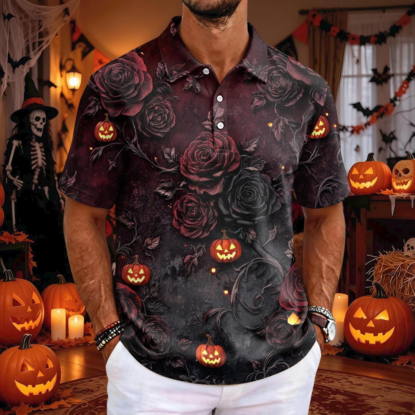 Men s Halloween Short Sleeve T-Shirt Loose Fit Casual for Holiday Party Celebrations L
