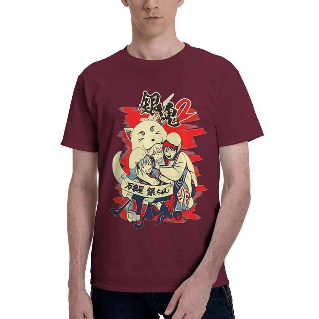 Gintama Men T Shirts Gintama Funny Tee Shirt Short Sleeve Round Collar Cotton Birthday Present Clothing TShirt