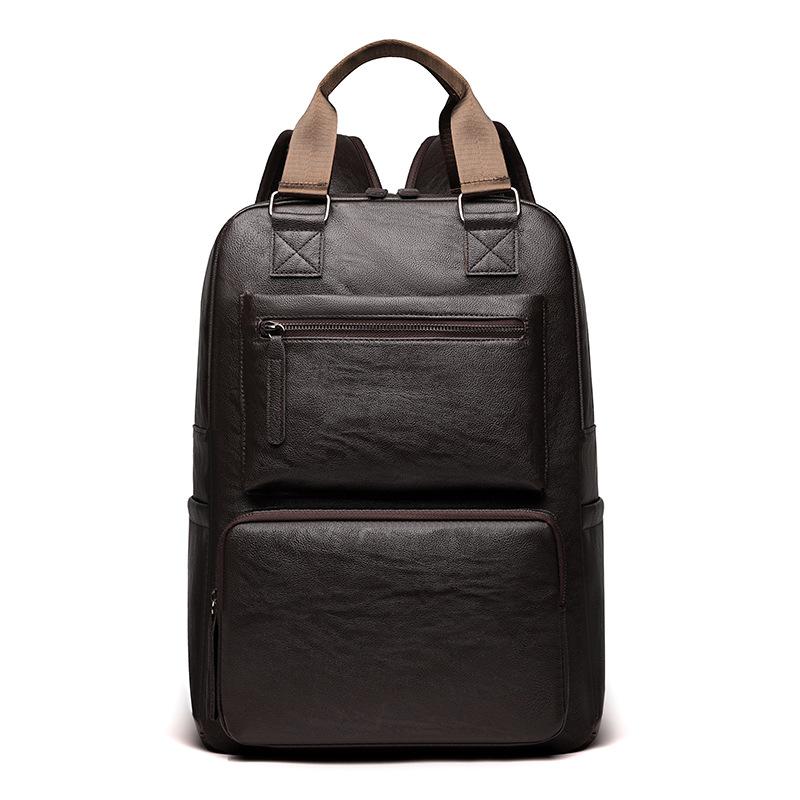 

Модный универсальный мужской рюкзак из ПУ, сумка для работы, большая вместимость, сумка для компьютера, школьный рюкзак коричневый