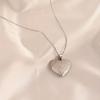 1pc Rose Flower Heart Photo Frame Pendant Necklace, Stainless Steel Necklace For Relatives, Father's Day Gift