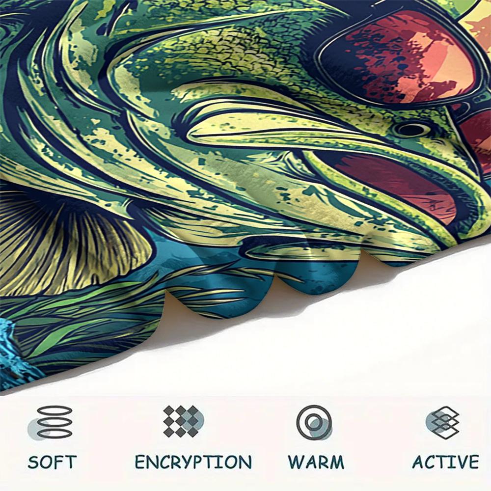 Fish Print Flannel Blanket, High Quality Comfortable for All Seasons, Home Decor, Warmth and Comfort, Perfect for Christmas Gifts