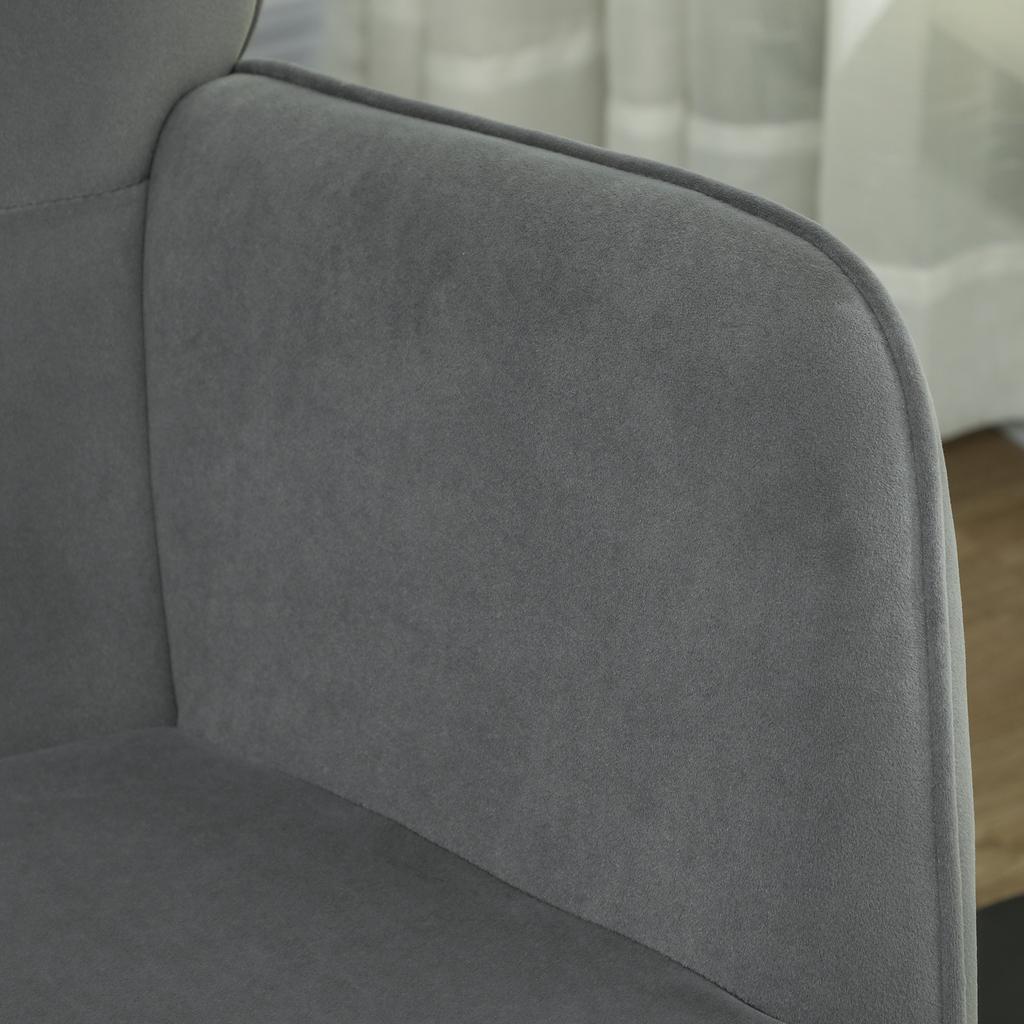 Vintage Rocking Chair, Curved Rockers, Thick Padding, Beechwood & Steel, Dark Grey