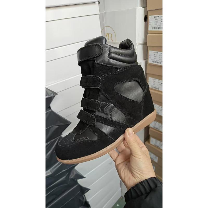Street Autumn New Style Velcro Invisible Inner Height Increasing Women's Shoes Wedge Heel Color Matching Sports Casual High-top Shoes