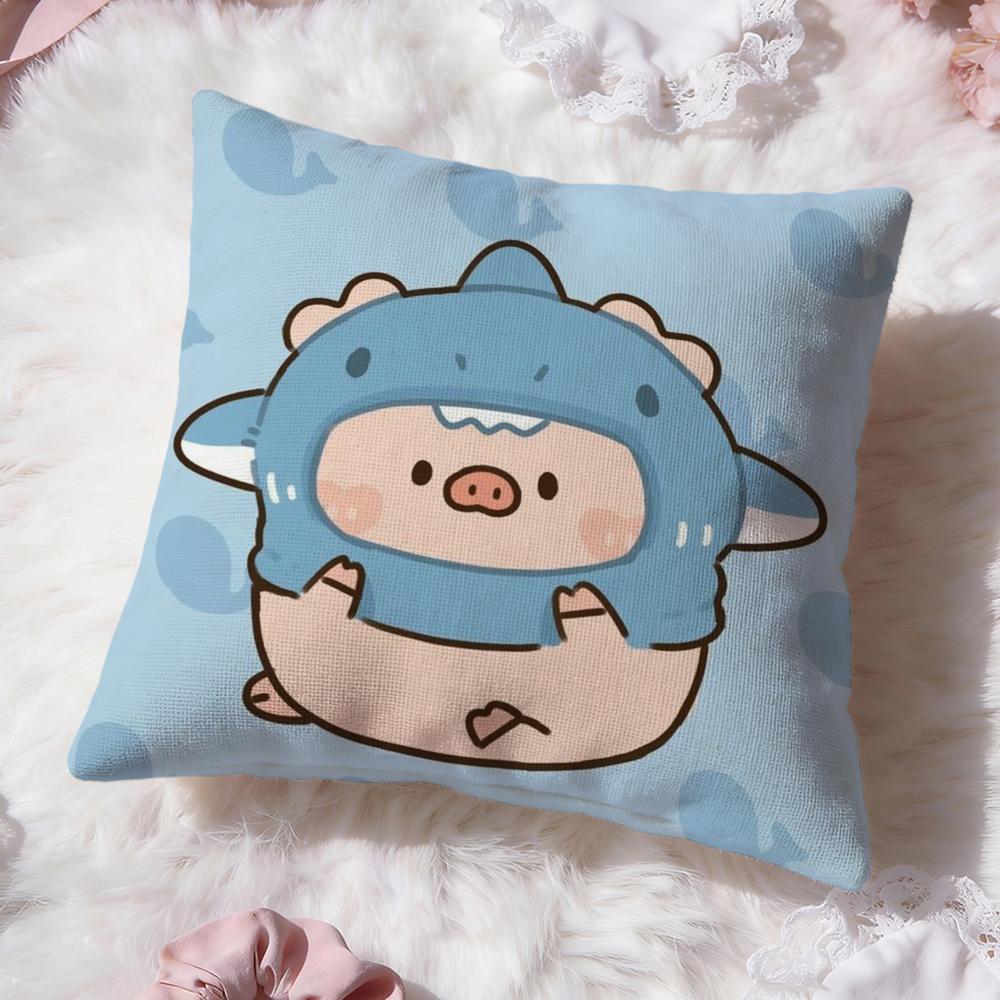 Cartoon L-Lulu Pig Pink Cushion Cover Premium Comfort Reversible Pillow Cove -Two in One Design for Any Room & Car Interior