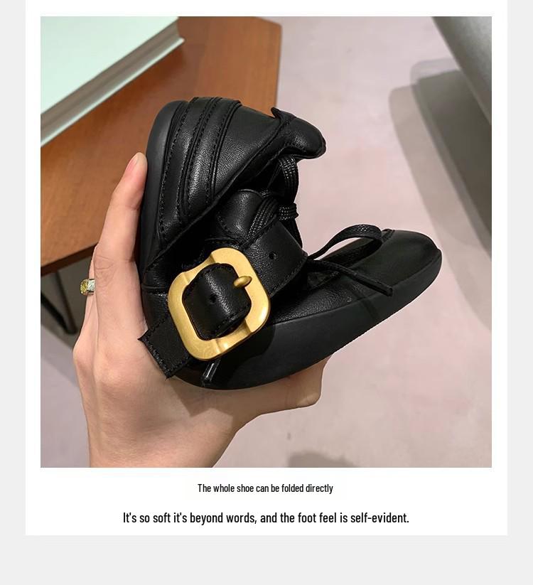 Women's Retro Gold Buckle Two-Tone Derby Shoes with Soft Soles