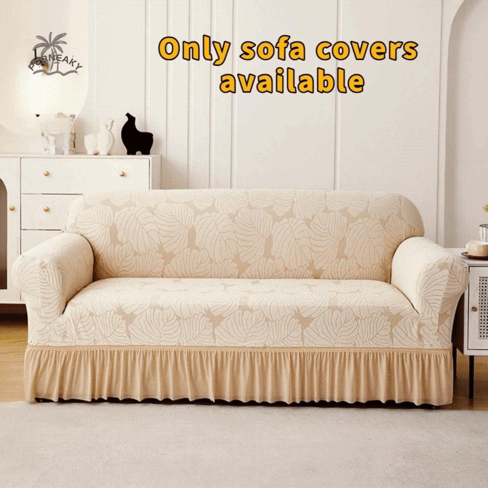 2/3 Seat Stretch Couch Cover All-inclusive Elastic Sofa Seat Cushion Cover With Skirt Leaf Print Furniture Protector Home
