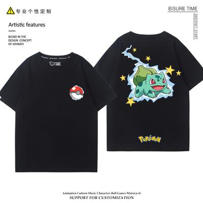 2026 Pokémon Collaboration Tshirt Shortsleeved Boys Pikachu Duck Mew Pure Cotton Clothing Loosefitting