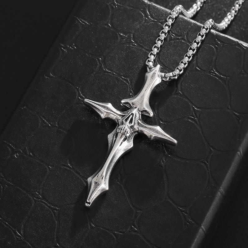 Street Dark Retro Bone Cross Jewelry Pendant Necklace