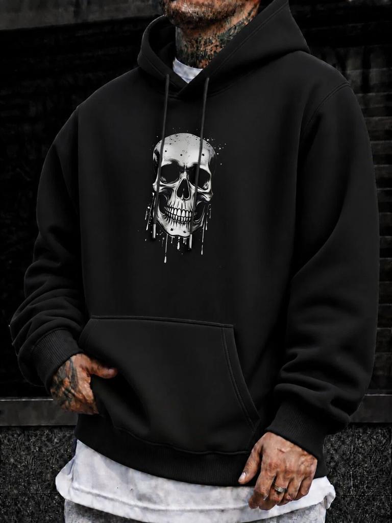 Unisex Hoodie, Halloween, Skull Graphic, Pullover Sweatshirt, Streetwear Style, Autumn Winter Casual Wear, Front Pocket And Drawstring Hood