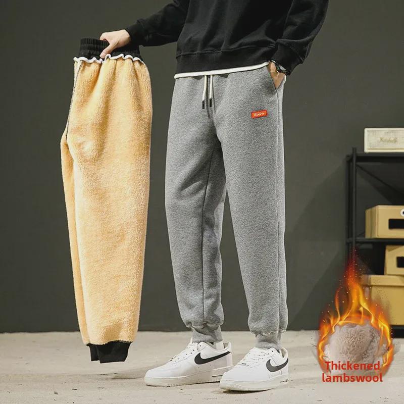Men's Warm Plus-Size Sweatpants: Autumn/Winter Velvet-Enhanced, Thickened Sports Style