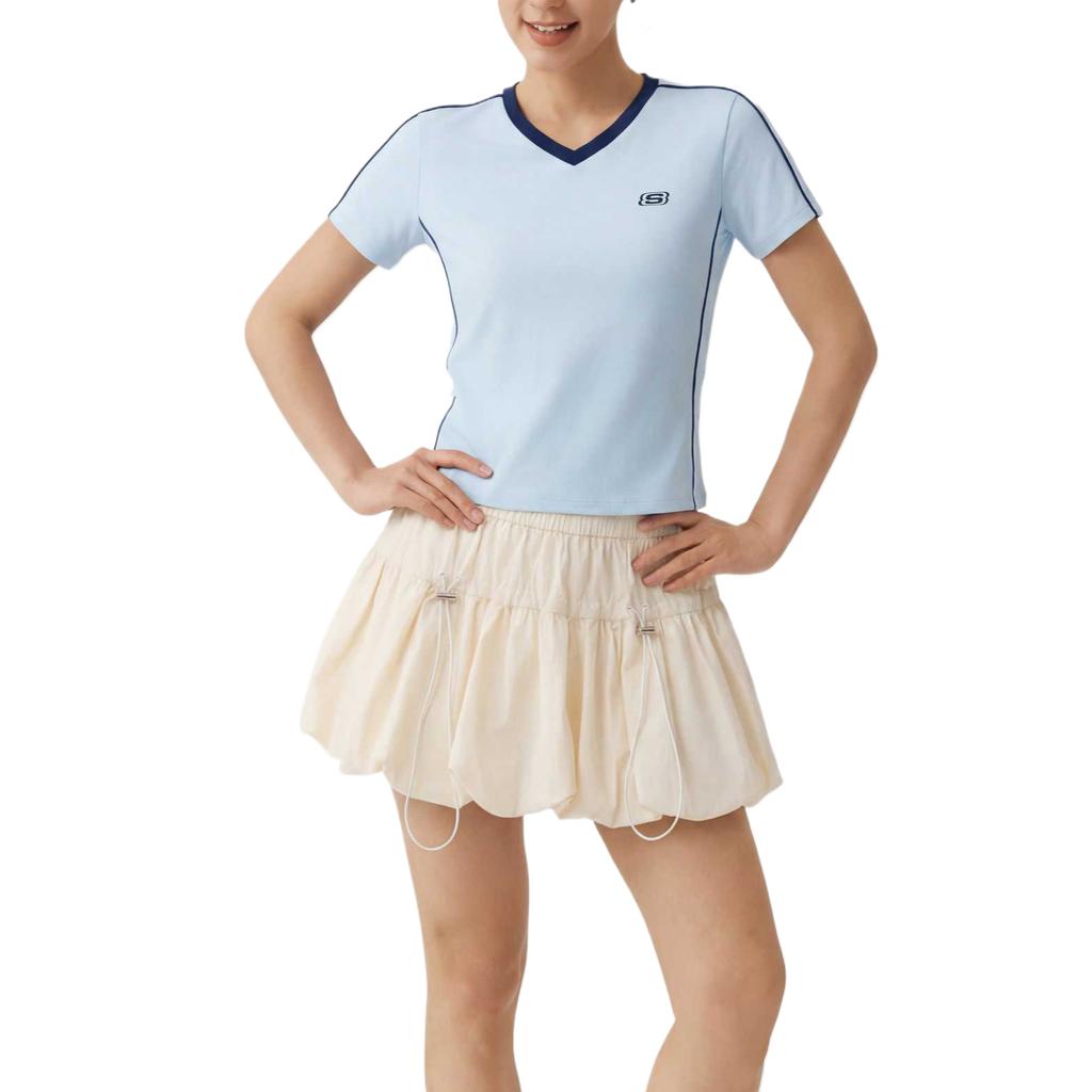 Skechers Solid Color Breathable V-Neck Regular T-Shirt Women Tops L226W135-026P