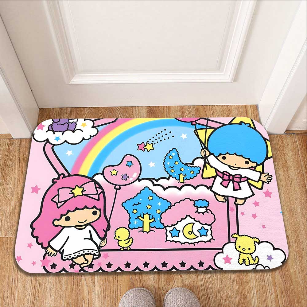 

Absorbent Floor Mat Kawaii Little Twin Star Carpet in the Living Room Mats Bathroom Rug Modern Home Decoration Entrance Doormat 40cm x 60cm