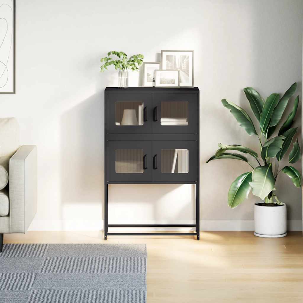 Tall Black Chest of Drawers 68X39X107 Cm Steel