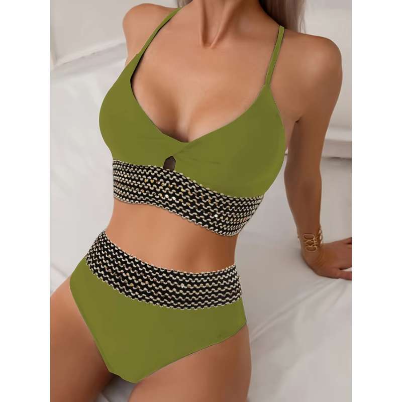 European and American swimsuit women's sexy split bikini high waist and thin seaside vacation fashion swimsuit women