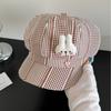 Cute Plaid Cat Ears Beret Female Spring And Summer Sweet Face Small Octagonal Hat Big Head Circumference Newsboy Painter Hat