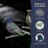 Creative Rhinestone Mockingbird Brooches Sparkly Inlaid Bird Lapel Pin, Fashion Clothing Coat Decor Jewelry Accessories Gifts